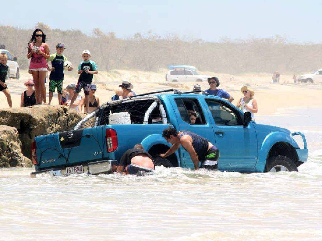 GONE: The water starts to rise, but luckily help was at hand and the vehicle was pulled free soon after. GONE: The water starts to rise, but luckily help was at hand and the vehicle was pulled free soon after.
